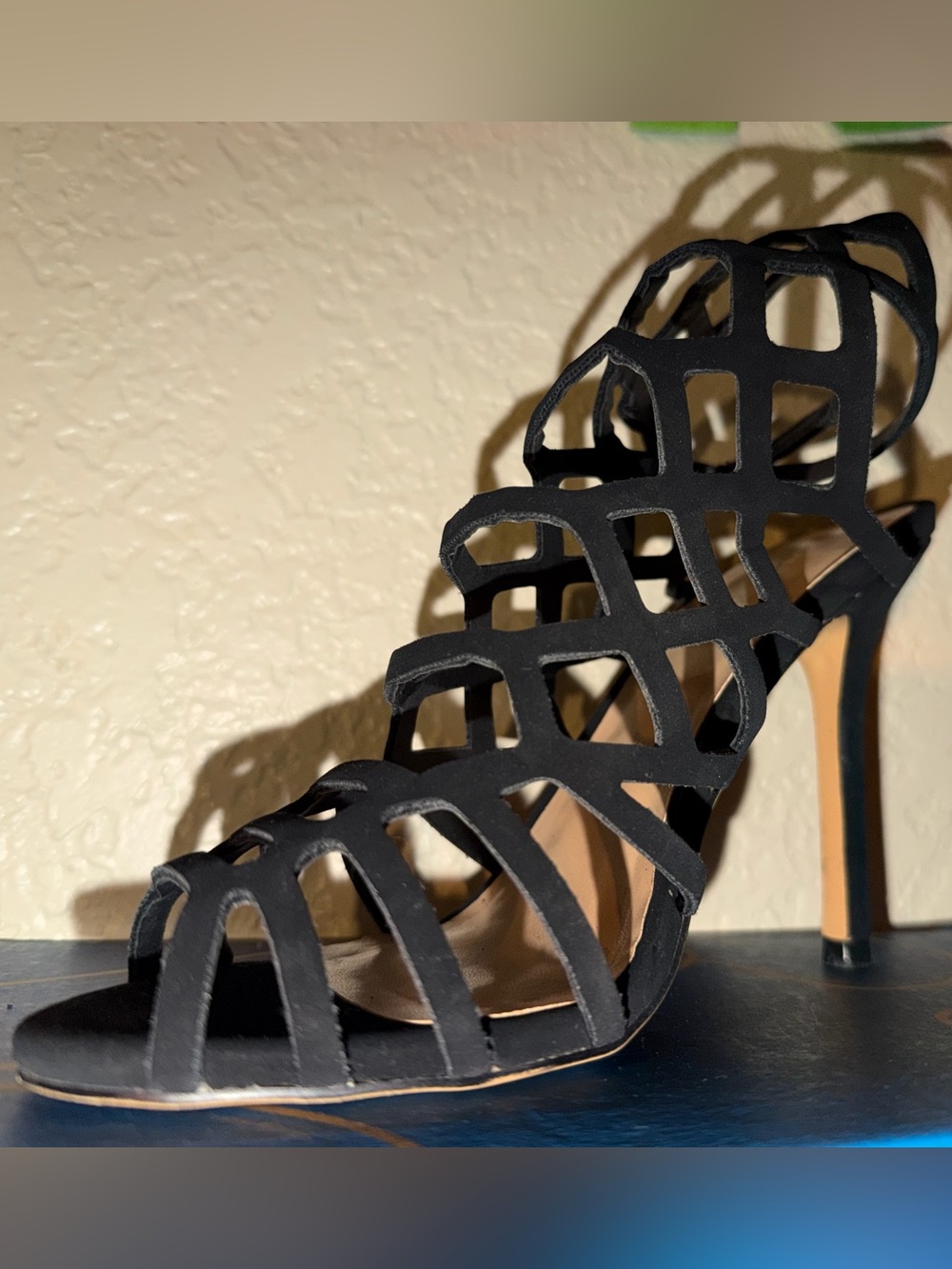 Express Black Cage Strappy High Heel Sandals